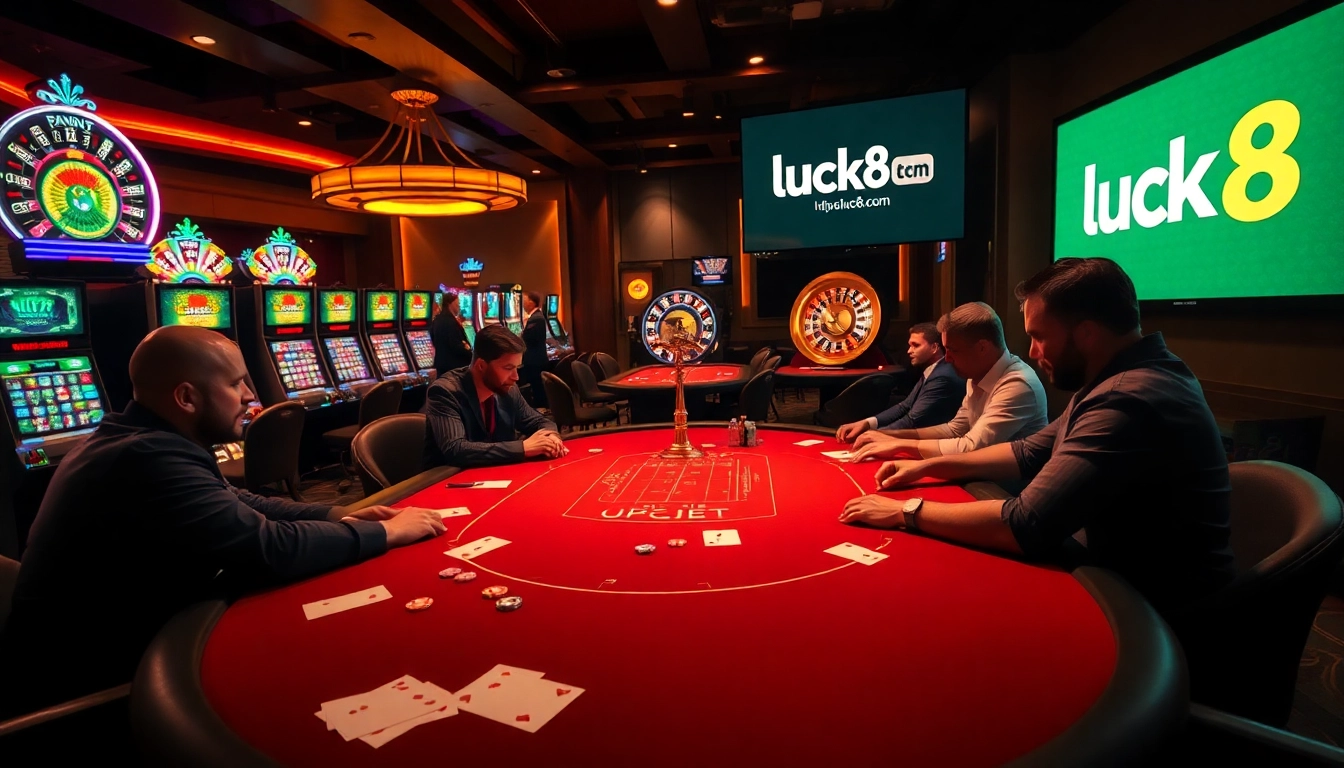 Trải nghiệm lối chơi đầy hồi hộp tại https://luck8.com với chip poker và máy đánh bạc trong một không gian casino sống động.