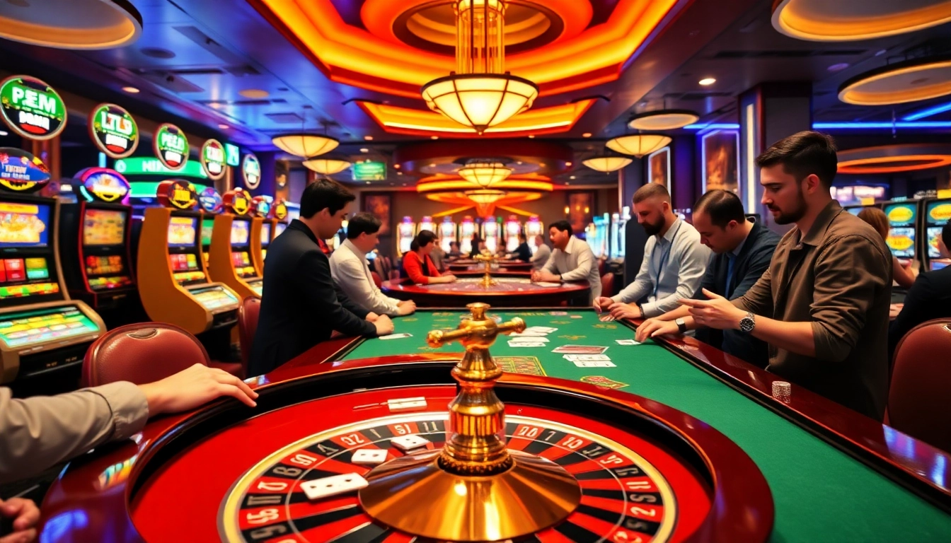 Engaging players in game bài at a high-stakes casino table.