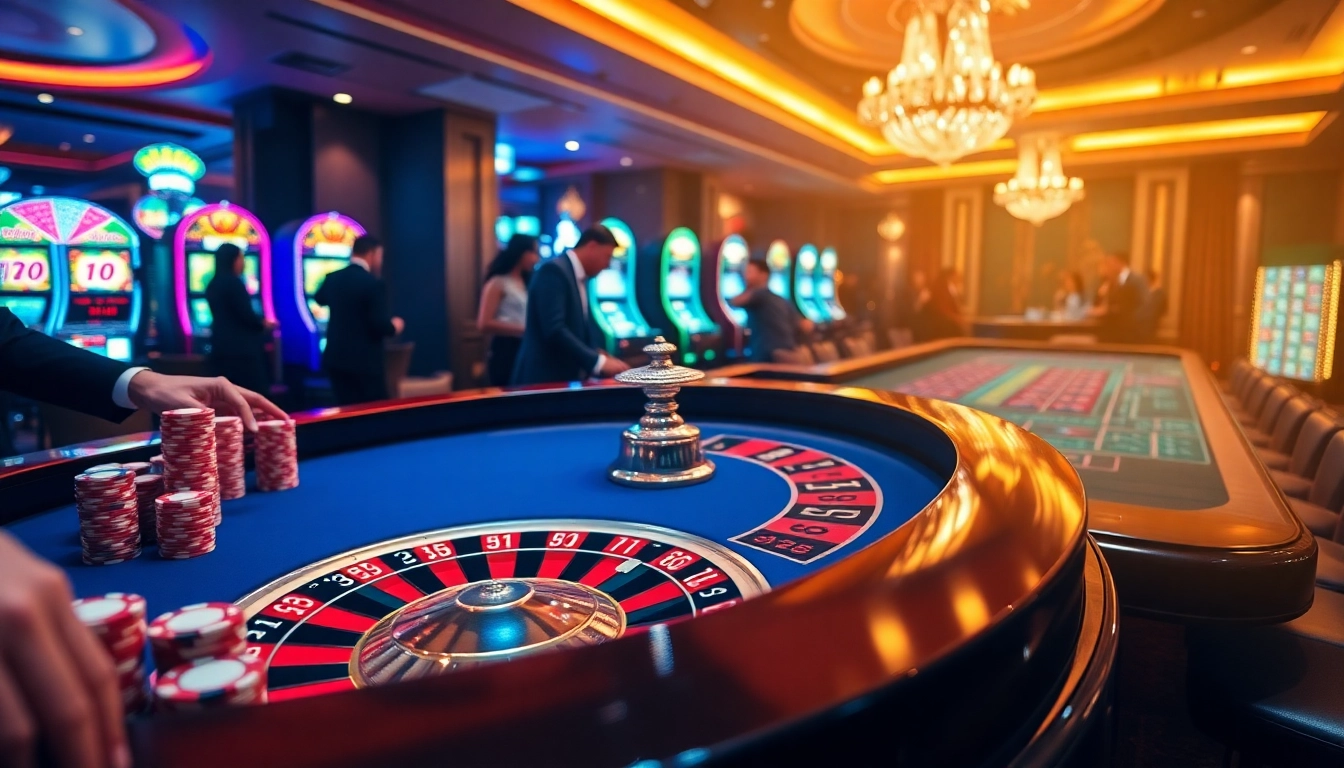 Players winning big at Big88.com with vibrant casino tables showcasing roulette and poker.