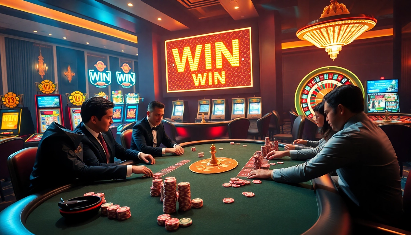 Experience the thrill of winning at bdjl win with an exciting casino poker table scene.