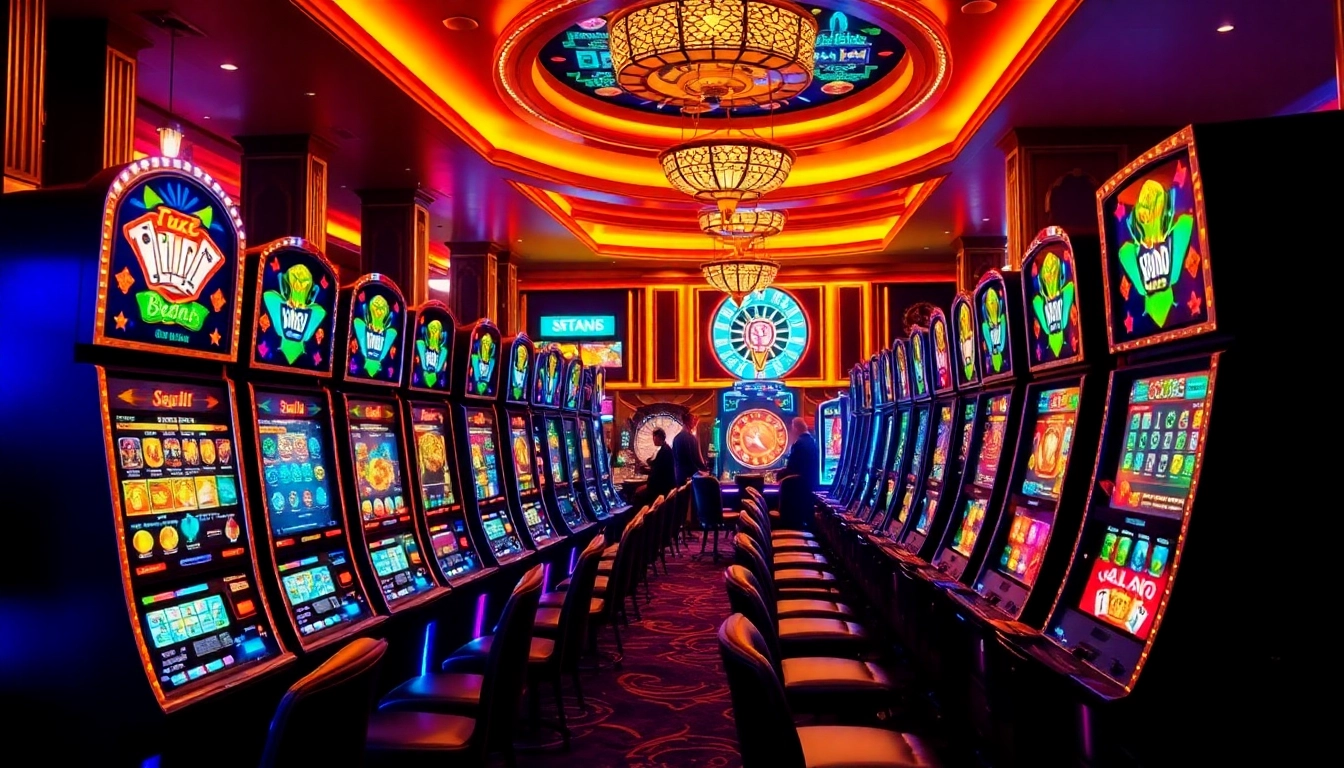 Rasakan sensasi slot depo pulsa dengan sorot lampu kasino yang meriah dan pemain yang antusias.