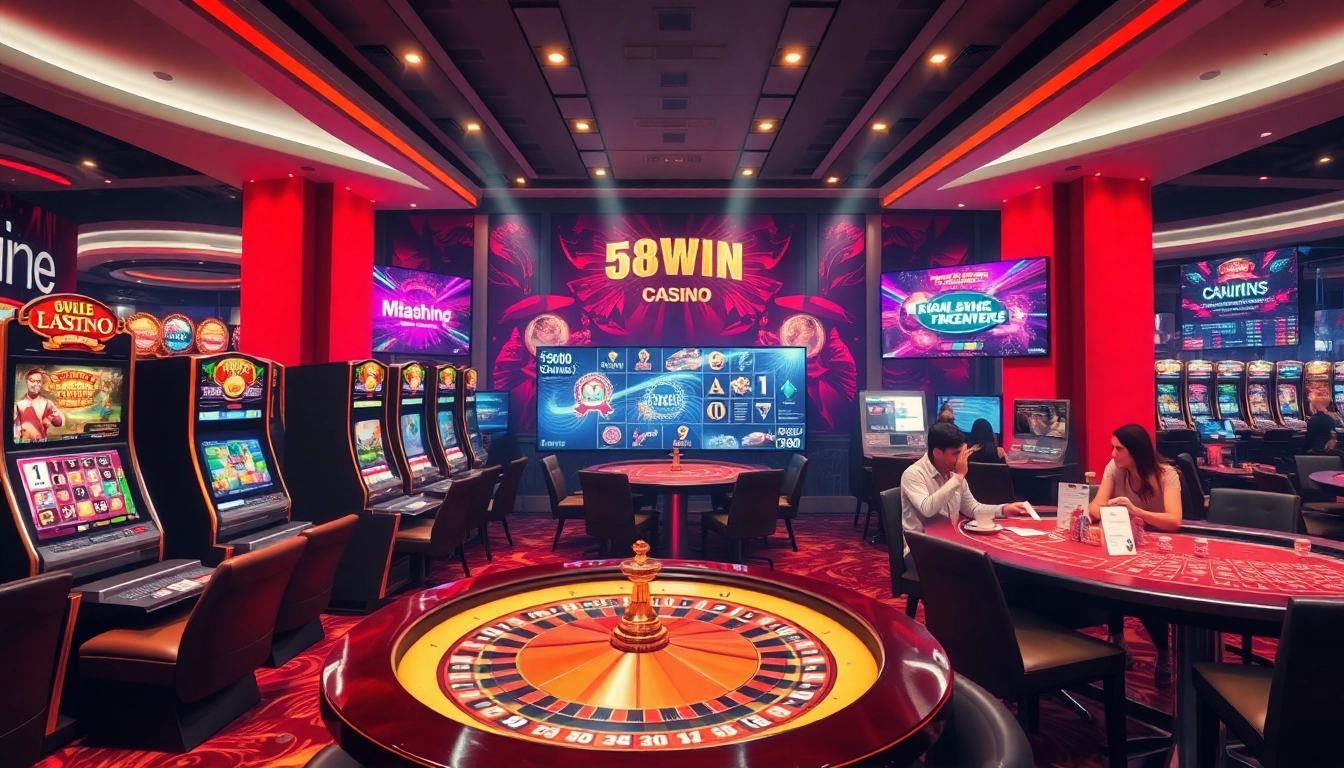 Experience thrilling gameplay at 58win online, featuring vibrant casino tables and interactive slot machines.