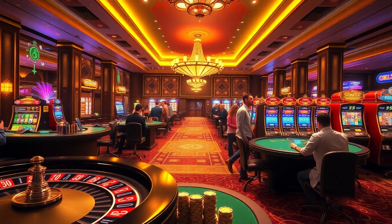 Exciting casino atmosphere at OK9 with engaged players and vibrant gaming action.