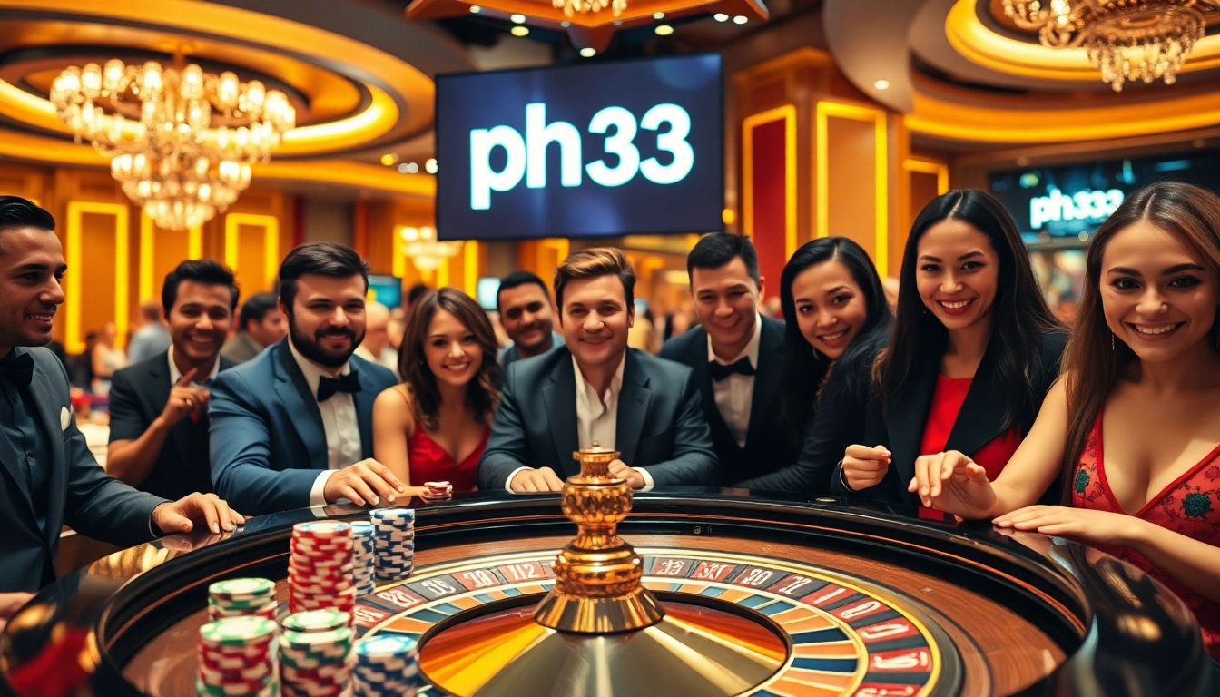 Experience the thrilling action at ph33 Casino with vibrant roulette and poker gameplay.