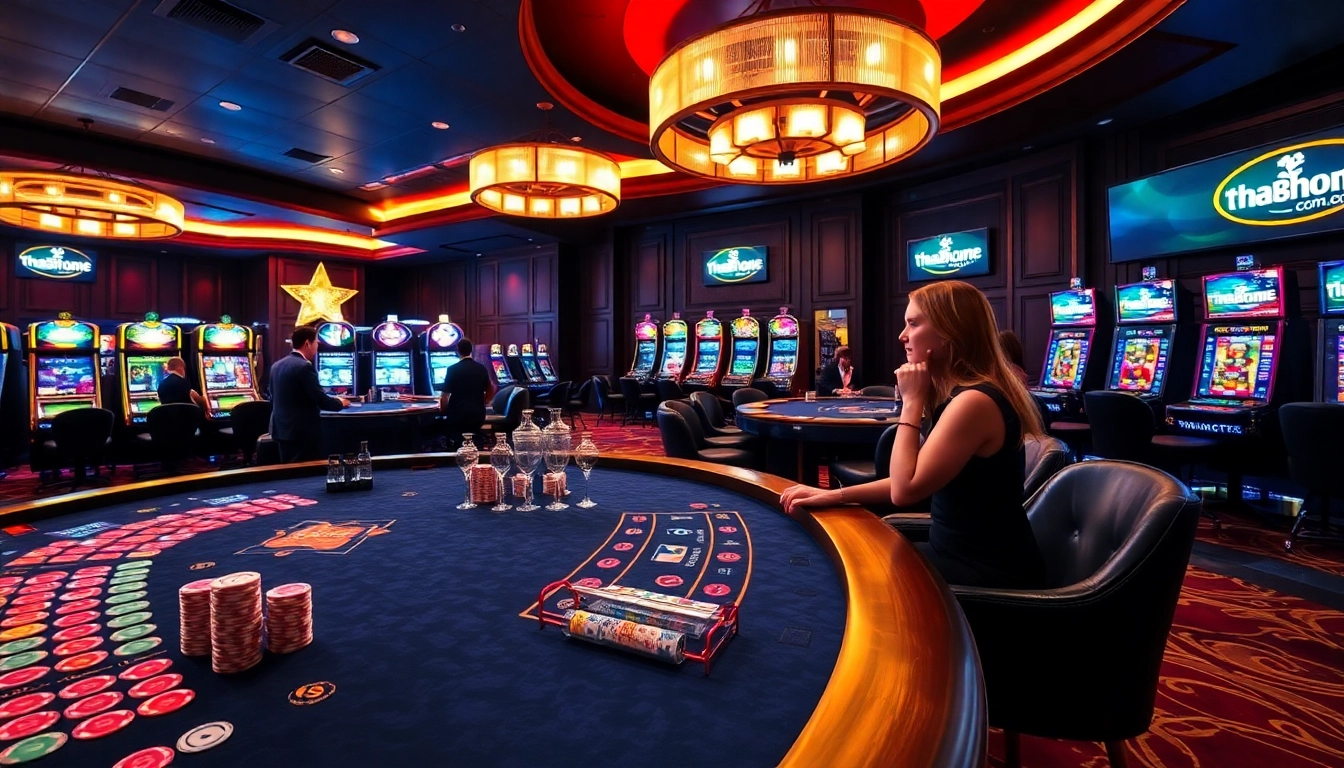 Experience the excitement of thabethome com at a luxurious casino table with vibrant poker chips and thrilling gameplay.