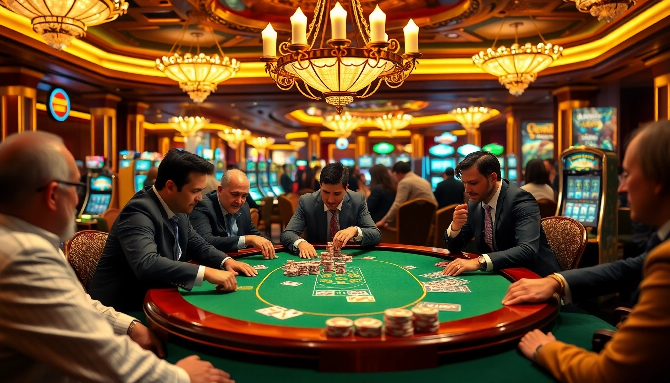 Exciting gameplay at an s88 poker table in a luxurious casino atmosphere.