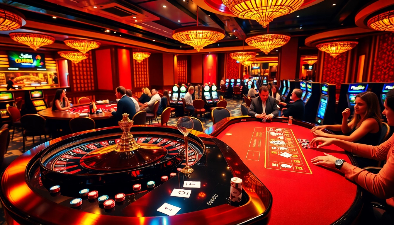 Experience excitement at http://hrnikd.sa.com with players enjoying poker and roulette in a vibrant casino.