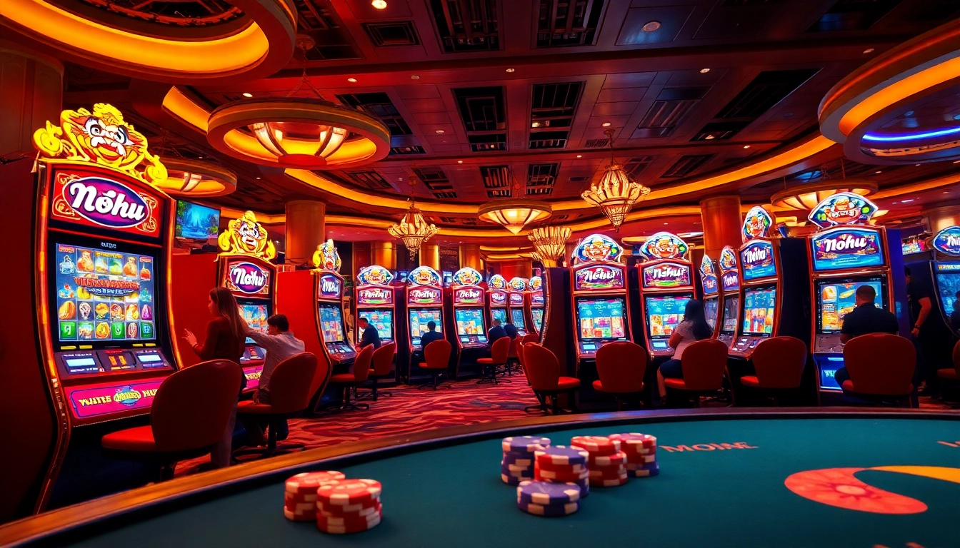 Nohu casino slot machines attract excited players with vibrant colors and engaging gameplay.