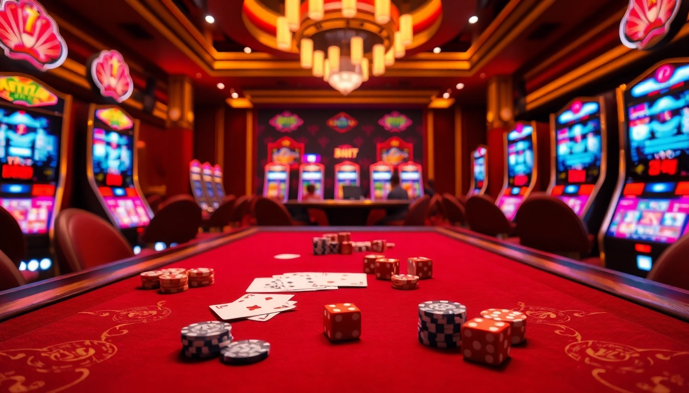 Experience the excitement of rik vip at the lavish casino table filled with cards and chips.