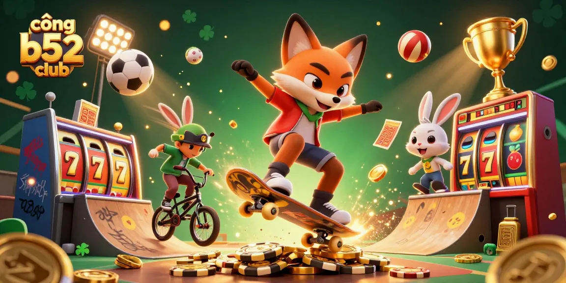 Experience the thrill of cổng b52 club with animated characters playing exciting casino games.