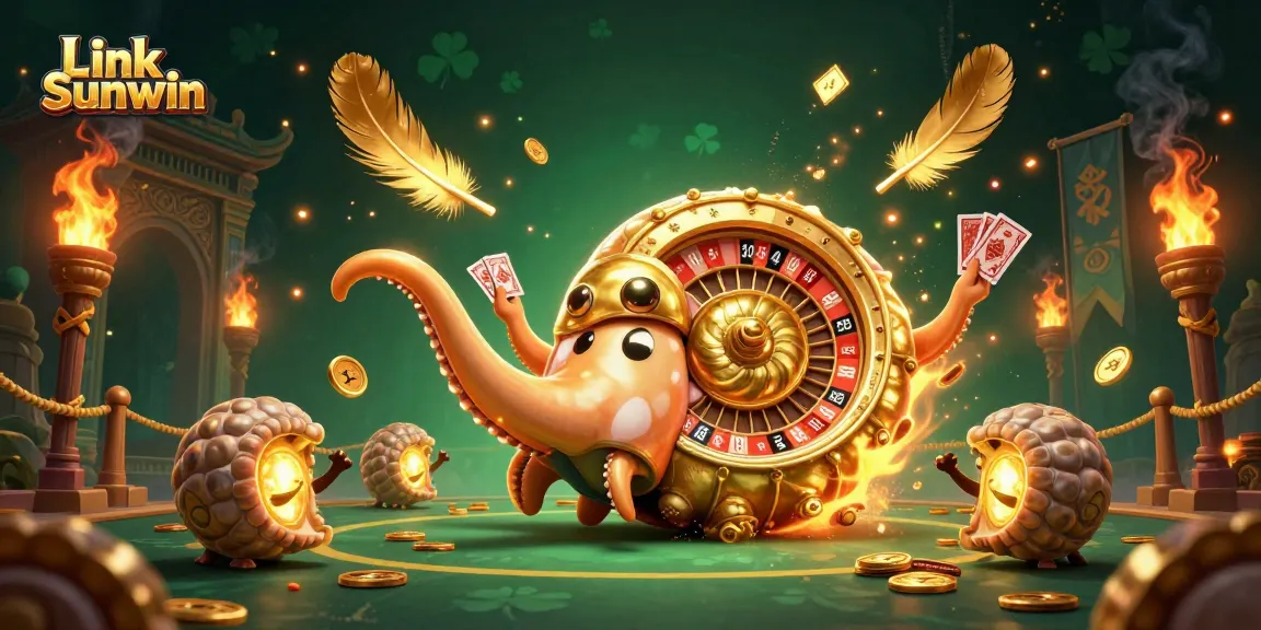 Engage with Link Sunwin by playing exciting games in a vibrant 3D casino scene.