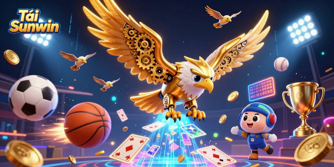 Tải Sunwin takes excitement to new heights with an eagle diving amidst dynamic gaming elements.