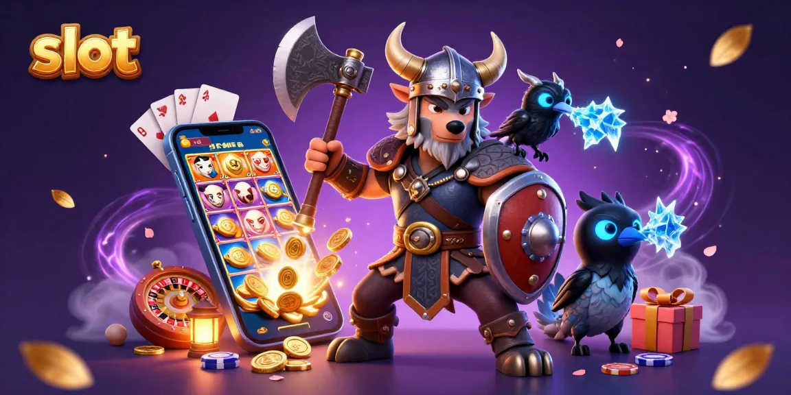 Experience thrilling slot action with a dazzling 3D Viking warrior and dragon in a dynamic gaming scene.