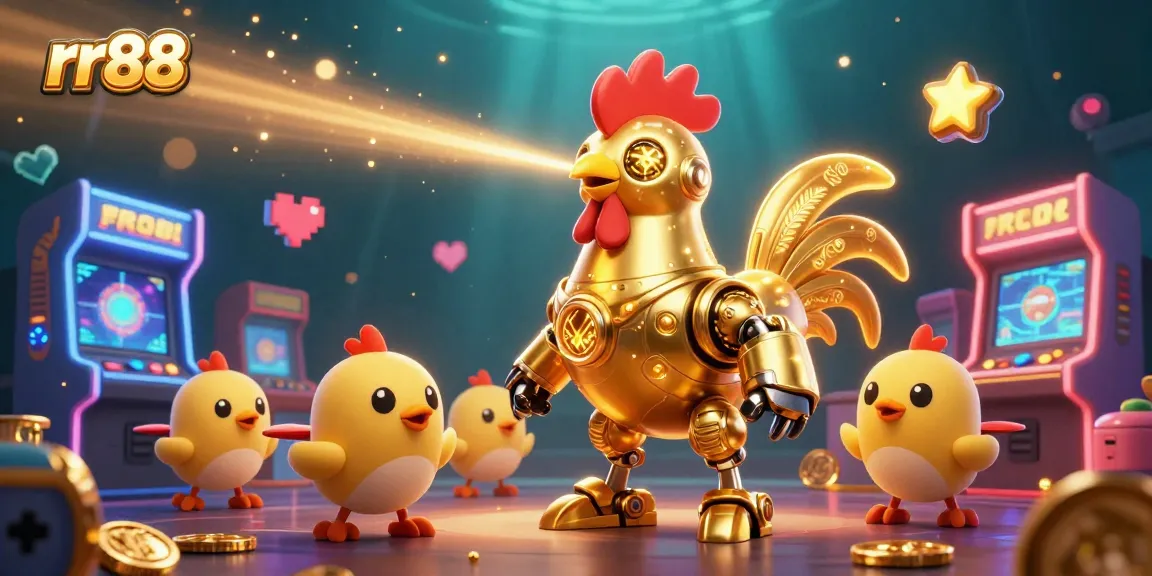 Experience the thrilling world of rr88 with a dynamic casino adventure featuring a golden rooster and baby chick drones.