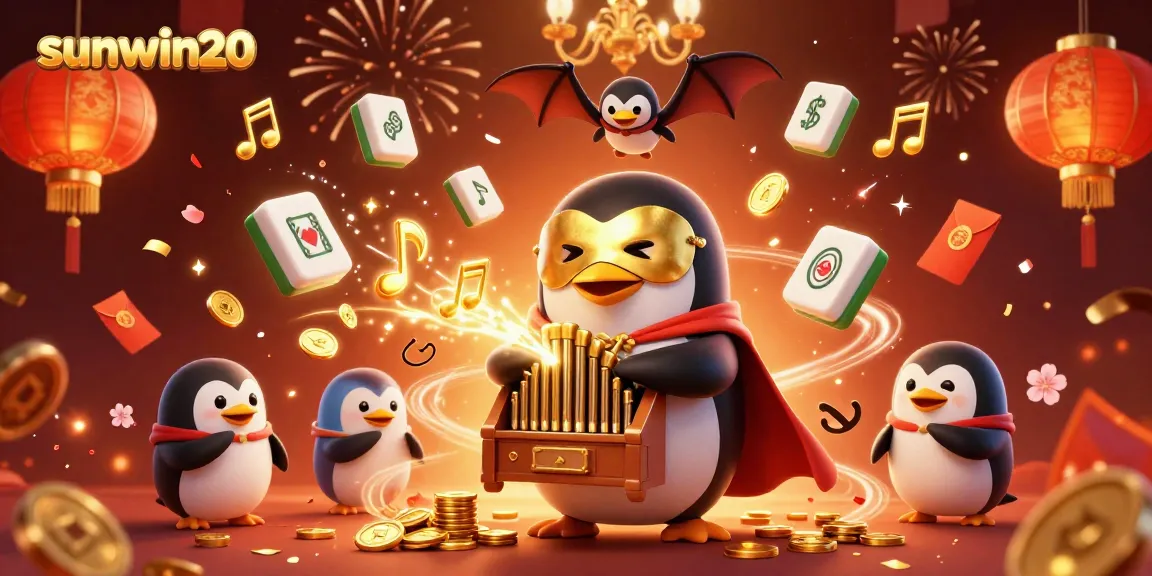 Engage in winnings at sunwin20 with a vibrant 3D casino scene full of golden coins and festive elements.