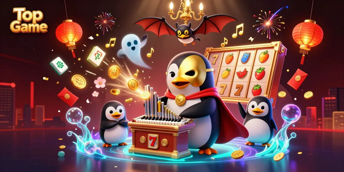 Experience the thrill of Top Game with golden coin-rich slot reels and vibrant casino elements.